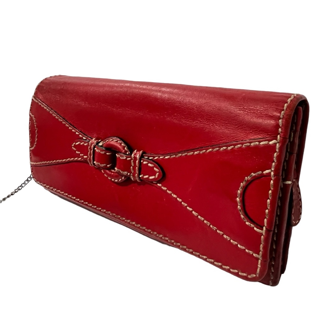 Le Tanneur Red Folding Leather Wallet With Separate License/ID Holder
